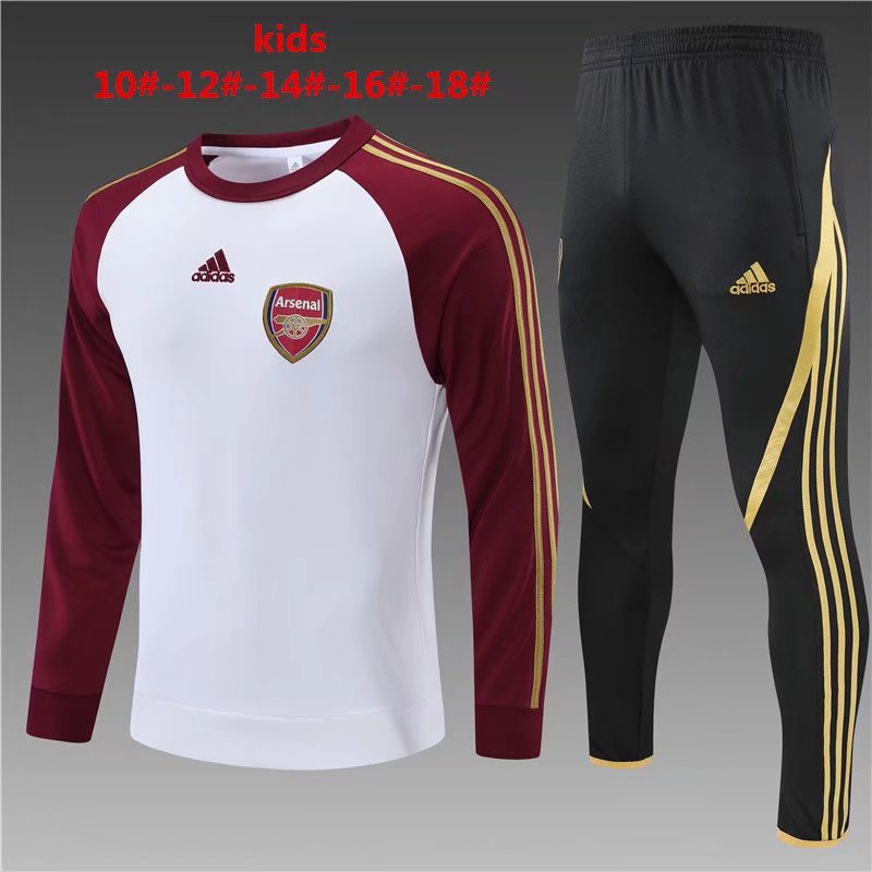 2021-2022 Arsenal White Soccer Kids/Youth Tracksuit Uniform-801