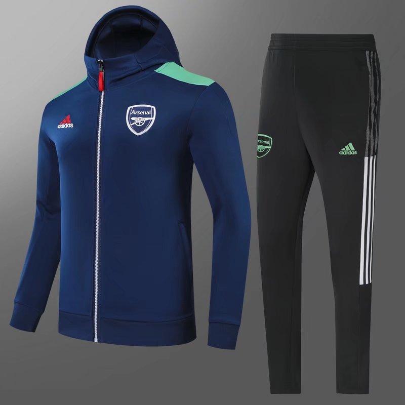 2021-2022 Arsenal Cai Blue Soccer Jacket Uniform With Hat-GDP