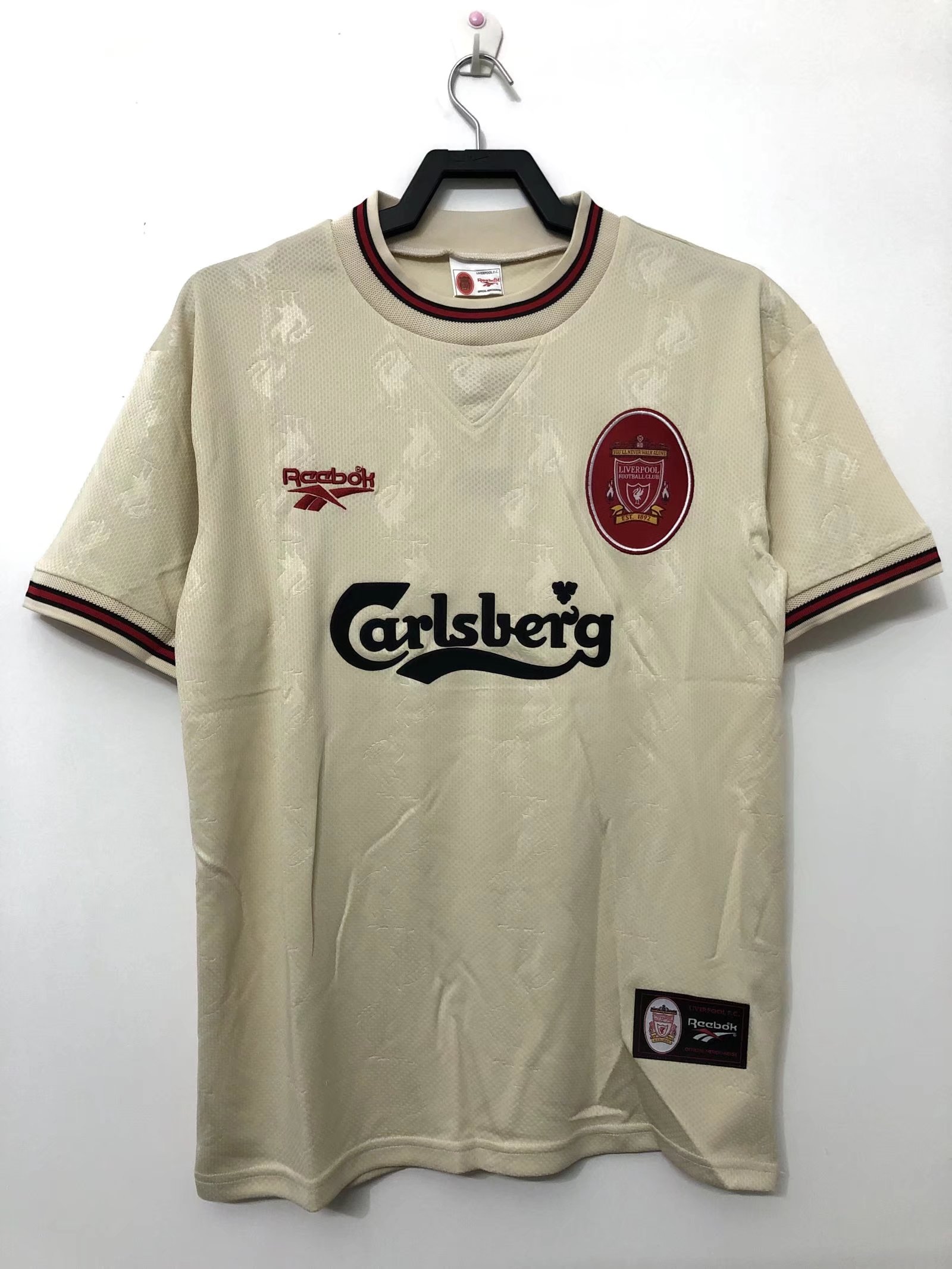 96-97 Retro Version Liverpool White & Green Thailand Soccer Jersey AAA-811/2011