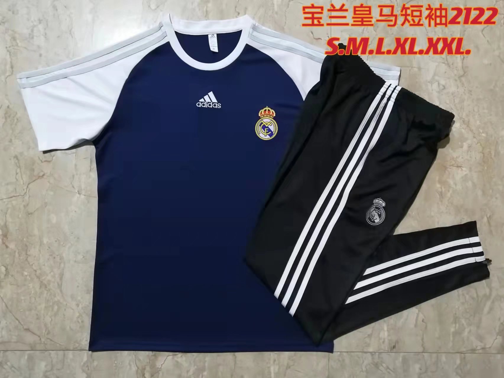 2021/2022 Real Madrid Royal Blue Shorts-Sleeve Thailand Tracksuit Uniform-815