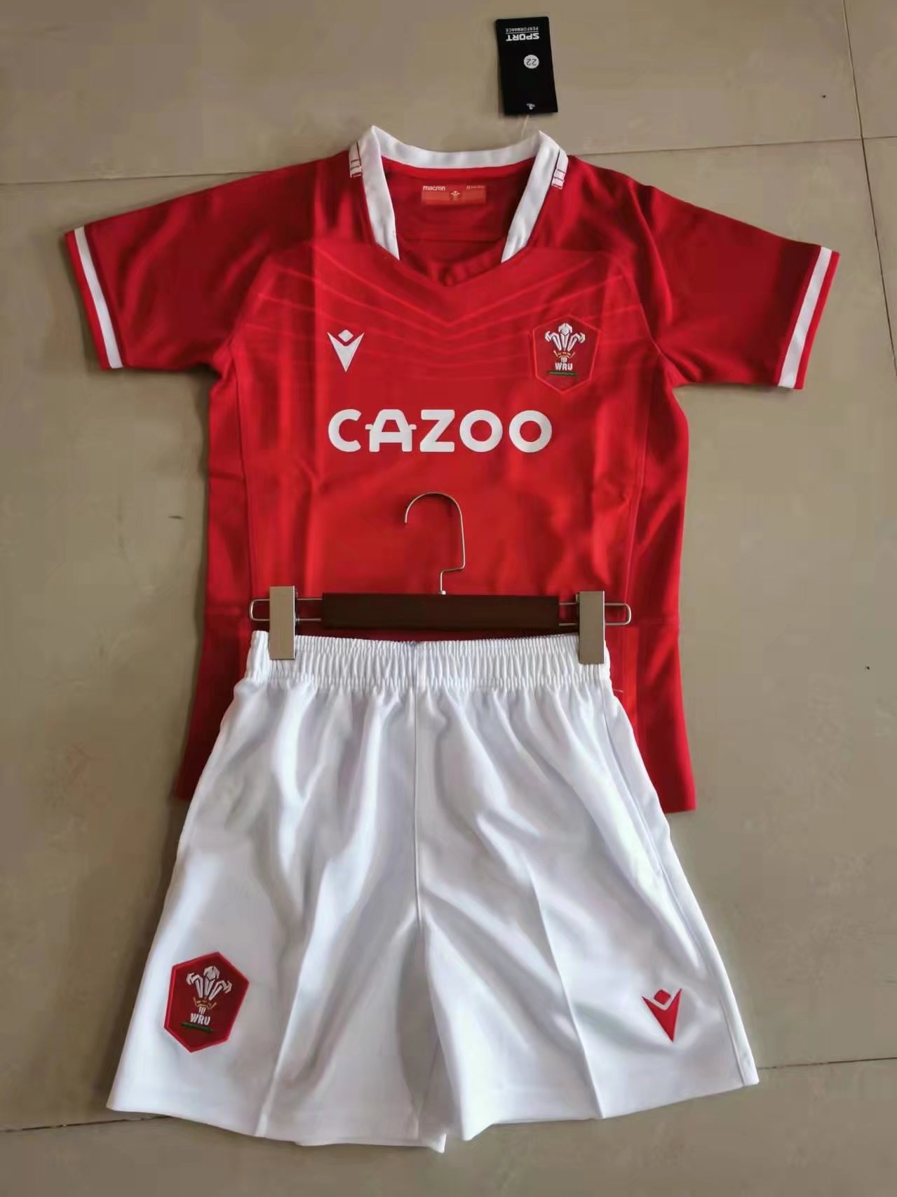Kids 2021/2022 Wales Home Red Thailand Rugby Uniform-805