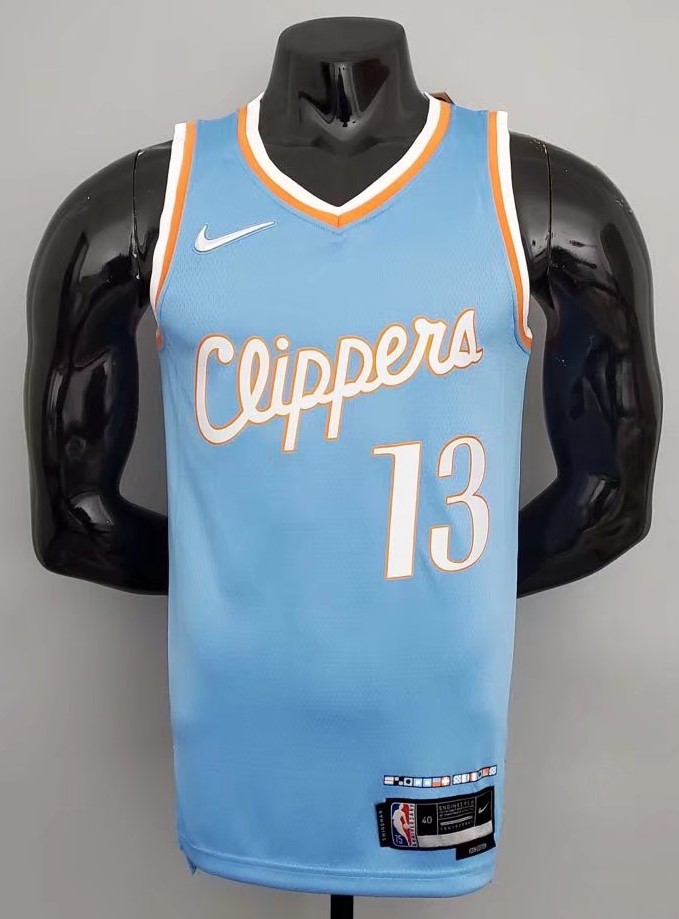 2022 City Version Embroidery Los Angeles Clippers Blue #13 Jersey-07