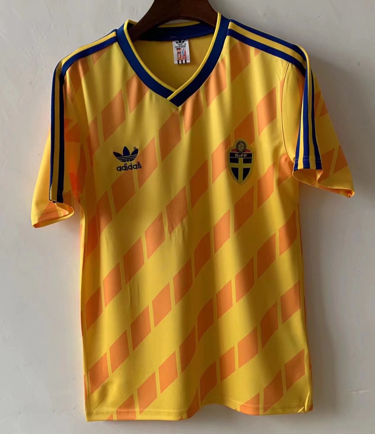 1988 Retro Sweden Version Home Yellow Thailand Soccer Jersey-709