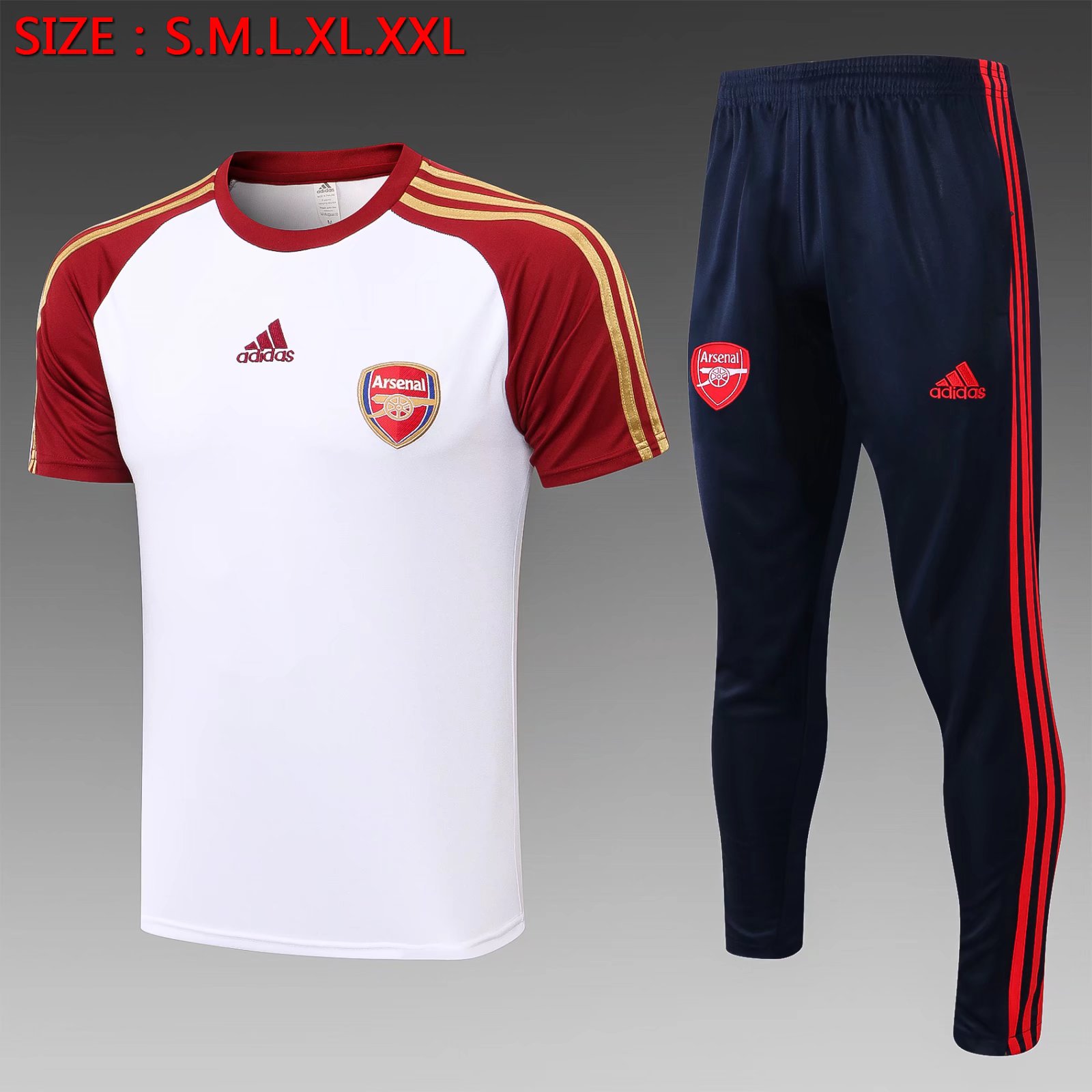 2021-22 Arsenal Red & White Shorts-Sleeve Thailand Tracksuit Uniform-815