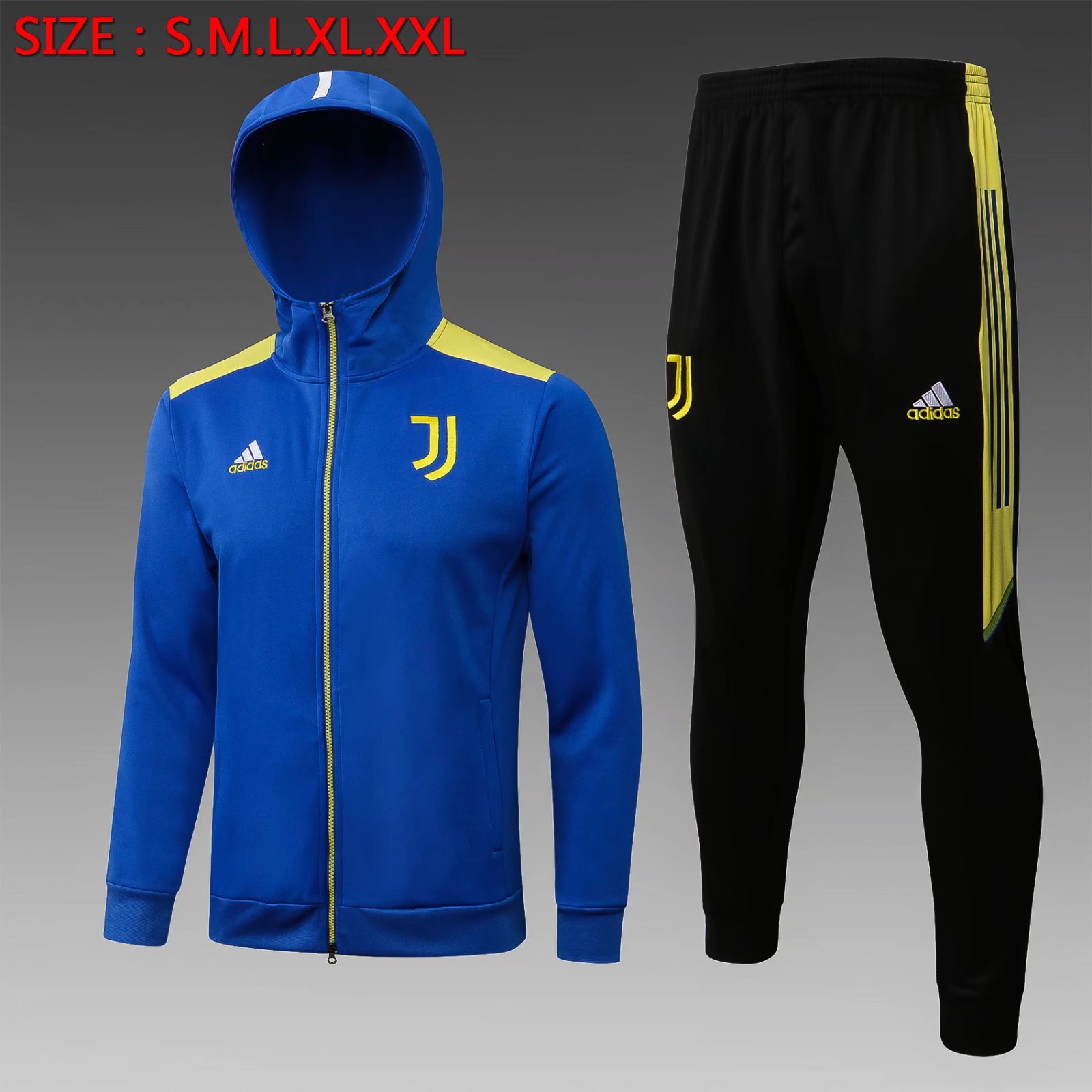 2021-2022 Juventus FC Blue Soccer Jacket Uniform With Hat-815