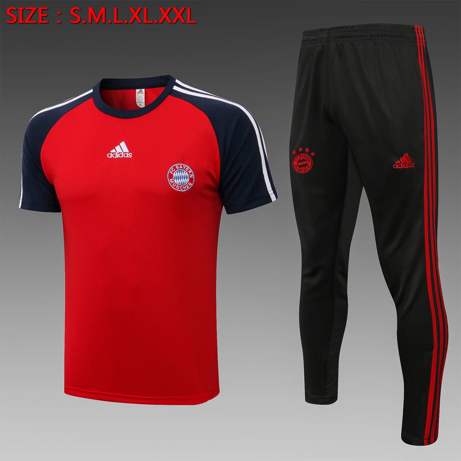 2021-2022 Bayern München Red Short-Sleeve Thailand Soccer Tracksuit Uniform-815