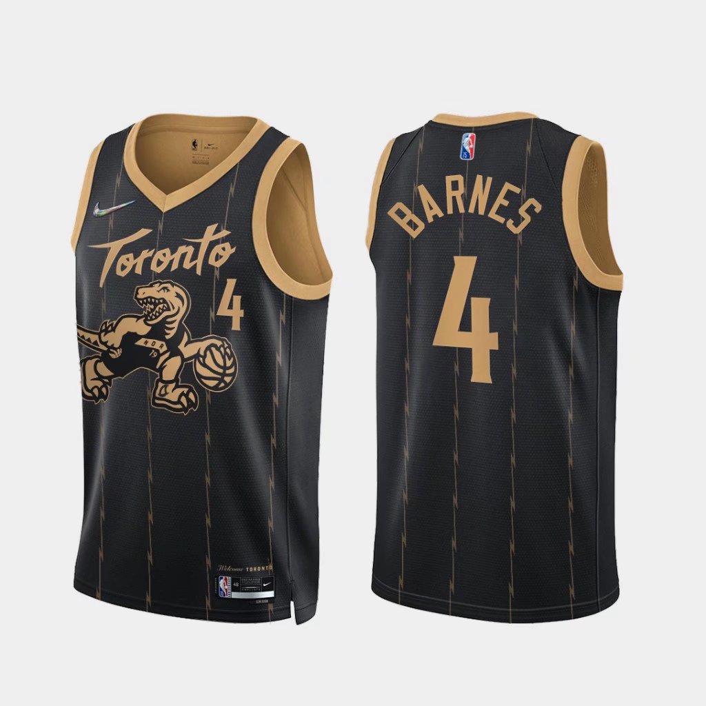 75th Commemorative Edition NBA Toronto Raptors Thunder Black #4 Jersey-07