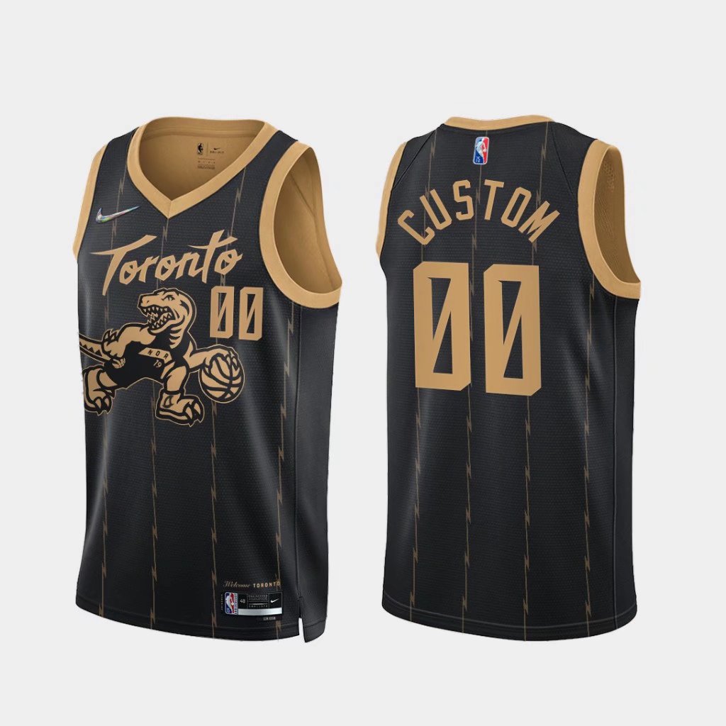 75th Commemorative Edition NBA Toronto Raptors Thunder Black #00 Jersey-07