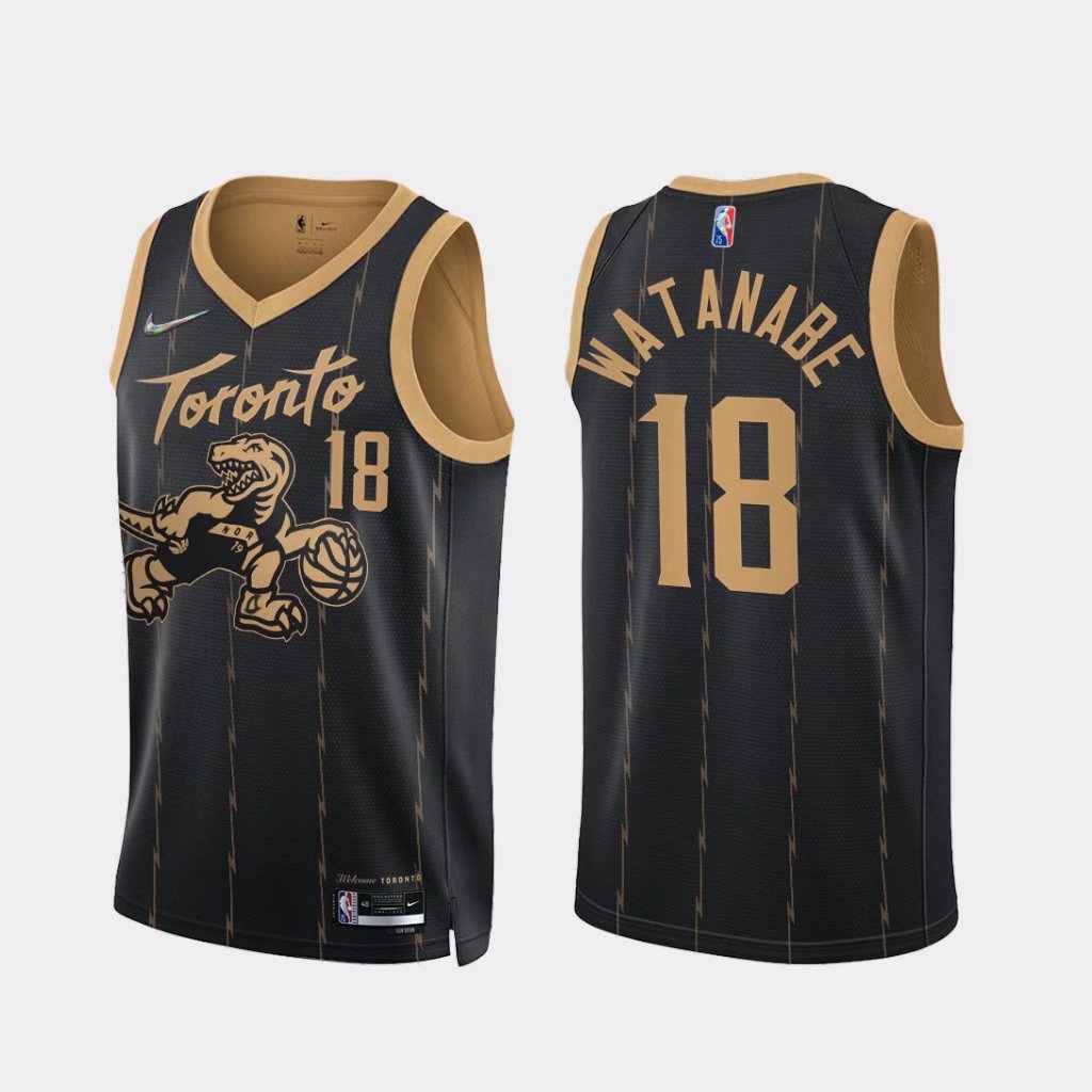 75th Commemorative Edition NBA Toronto Raptors Thunder Black #18 Jersey-07