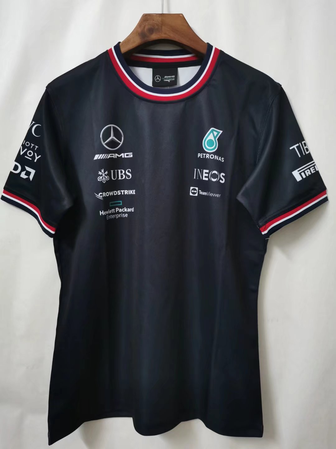 2021-2022 Mercedes Black Round Collar Formula One Racing Jersey-805