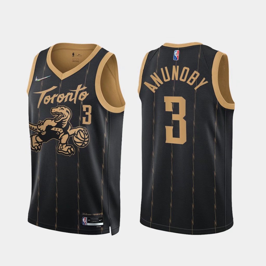 75th Commemorative Edition NBA Toronto Raptors Thunder Black #3 Jersey-07