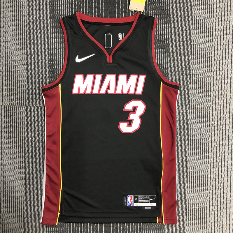 75th Commemorative NBA Miami Heat Black #3 Jersey-311