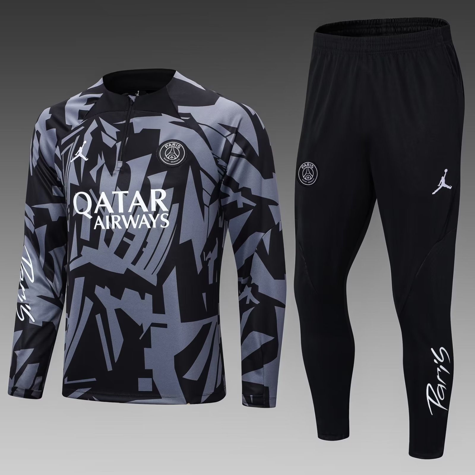 2022-23 Paris SG Black & Gray Thailand SoccerTracksuit Uniform-411
