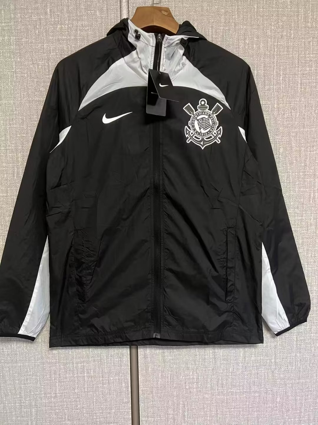 2022/23 Corinthians Black With White Color Thailand Soccer Windbreaker Top With Hat-SH