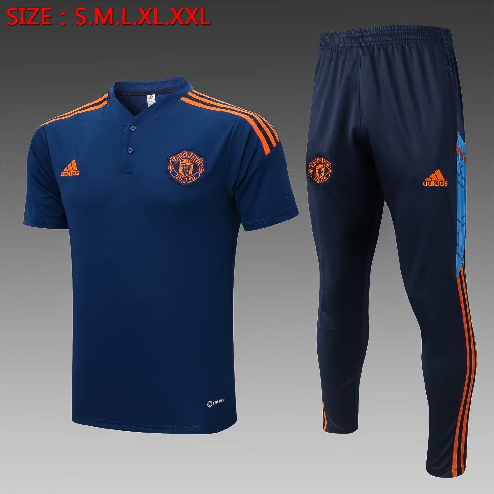 2022/23 Manchester United Royal Blue Thailand Polo Uniform-815