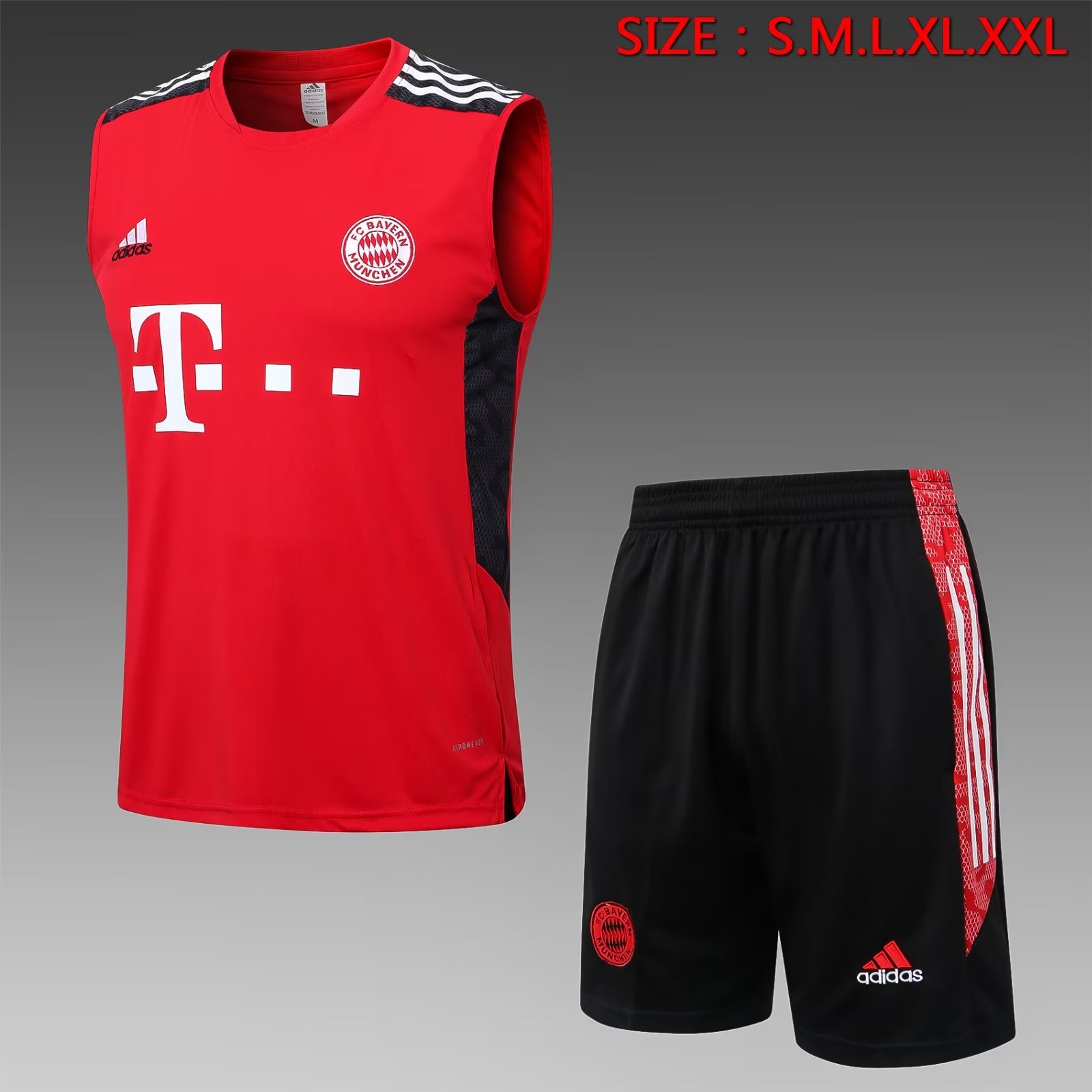 2022/23 Bayern München Red Shorts-Sleeve Thailand Soccer Vest Uniform-815