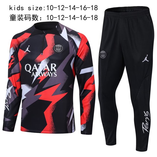 Kids 2022/23 Paris SG Red & Gray Kids/Youth Soccer Tracksuit Uniform-411