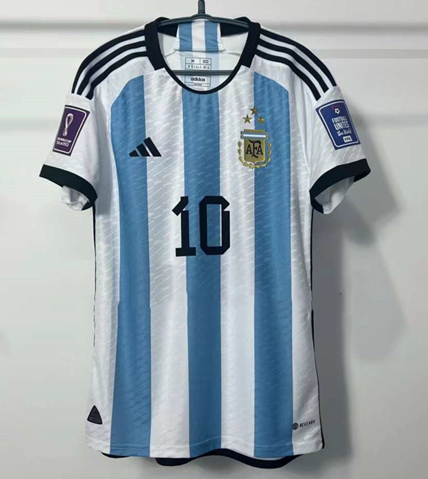 Player Version 3 Star (S-4XL ) 2022/23 Argentina Home White & Blue #10 ...