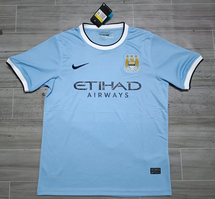 13-14 Retro Version Manchester City Home Blue Thailand Soccer Jersey AAA-JM