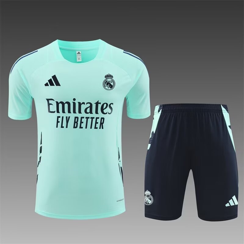 24/25 Real Madrid Green Shorts-Sleeve Soccer Tracksuit Uniform-801