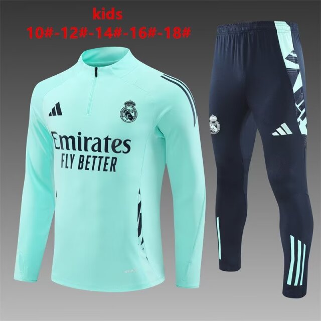 Kids 2024/25 Real Madrid Sky Blue Kids/Youth Soccer Tracksuit Uniform-801