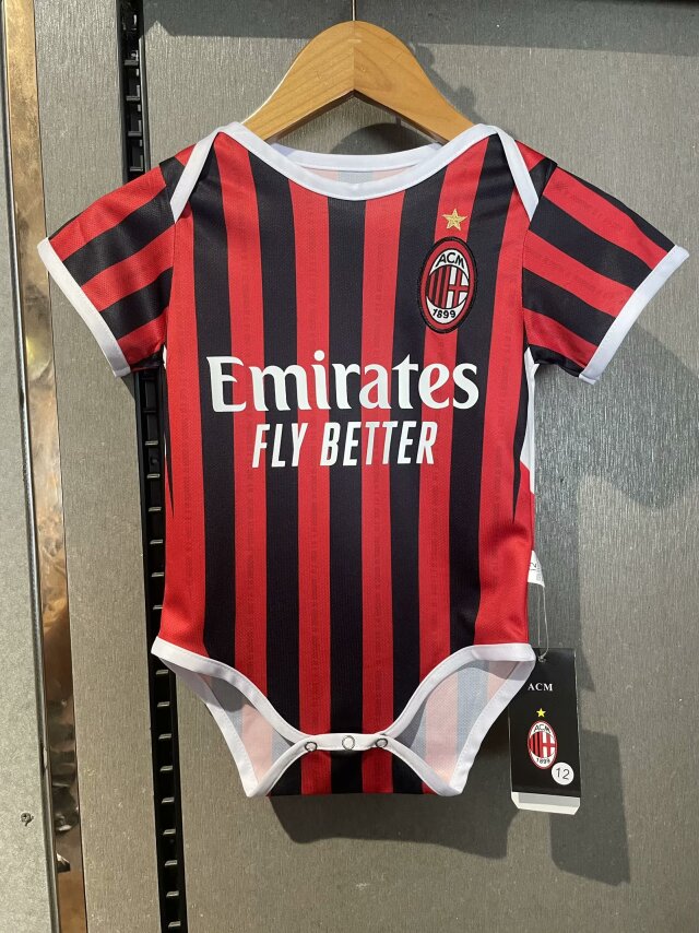 (Size 9-12) 2024/25 AC Milan Home Red and Black Baby Soccer Uniform-308