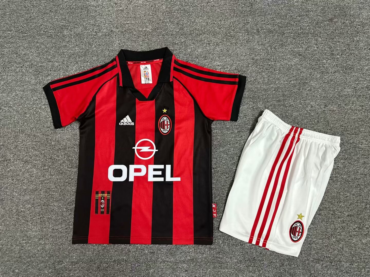 Kids 98-99 Retro Version AC Milan Home Red & black Kids/Youth Soccer Uniform-1040/811