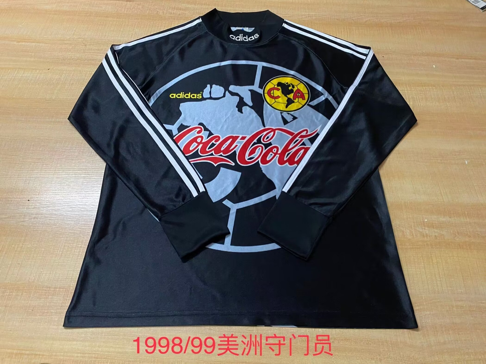 1998/99 Retro Version Club América Goalkeeper Black LS Thailand Soccer Jersey-2041