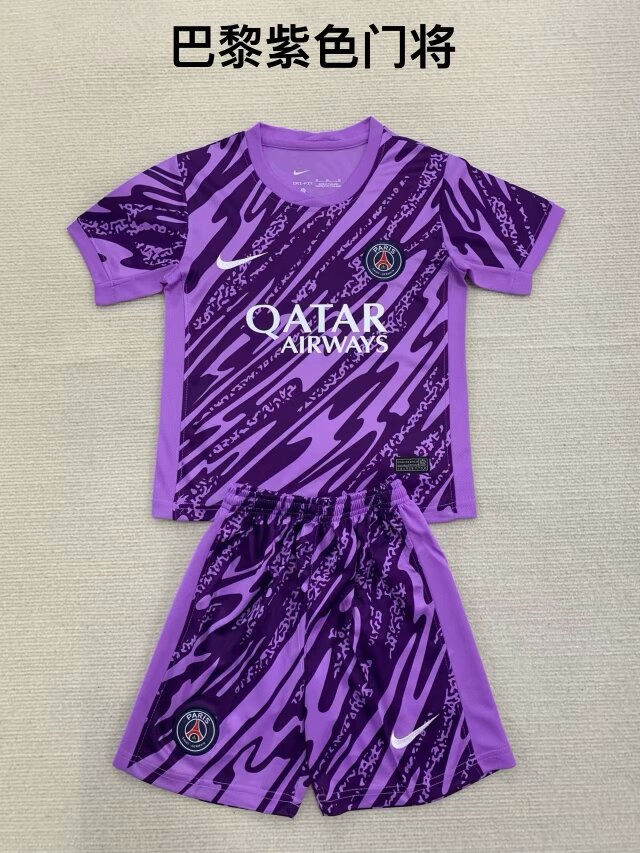 Kids 2024/25 Paris SG Goalkeeper Purple Kids/Youth Soccer Uniform-208