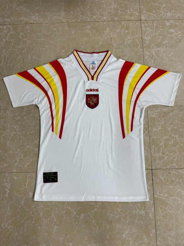 96 Retro Spain Away White Thailand Soccer Jersey AAA-811