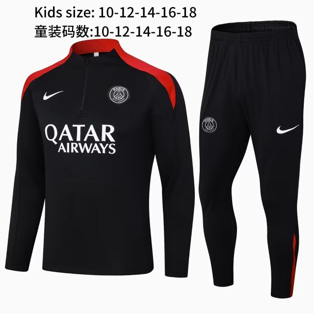 Kids 2024/25 Paris SG Black Kids/Youth Thailand Soccer Uniform-411