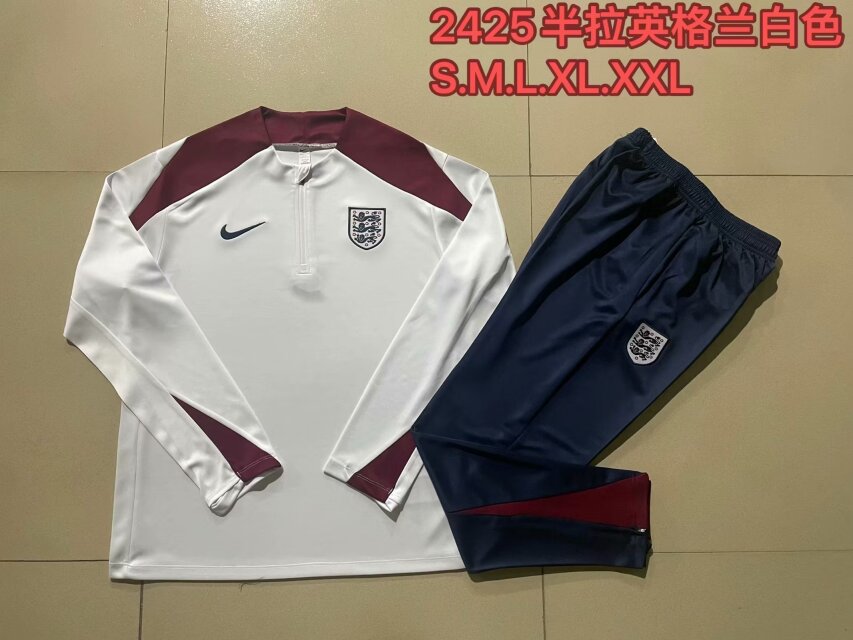 2024/25 England White Thailand Soccer Tracksuit Uniform-815