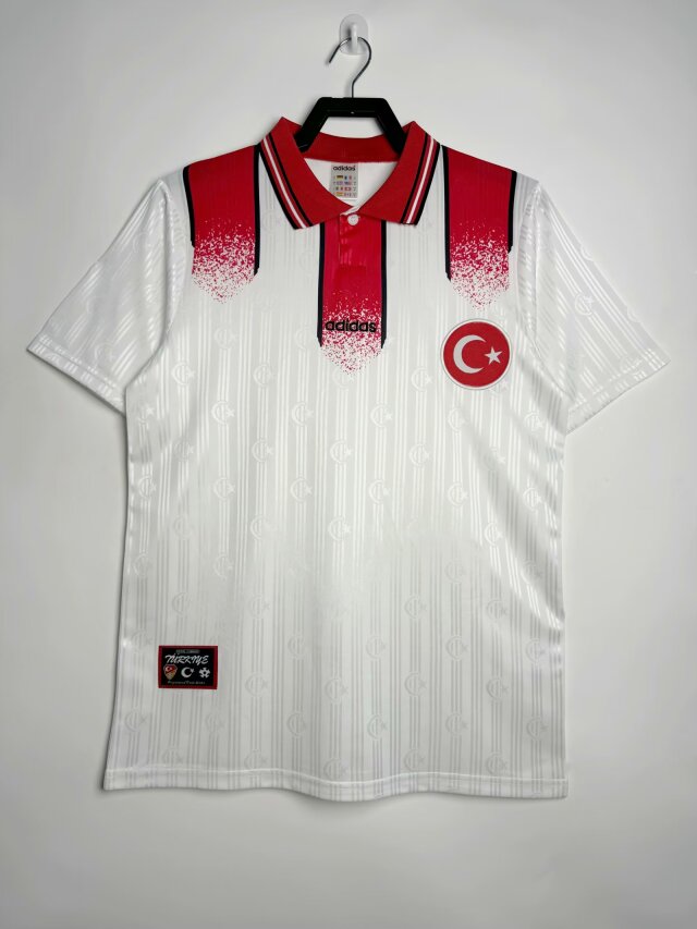 1996 Retro Version Turkey Away White Thailand Soccer Jersey-811