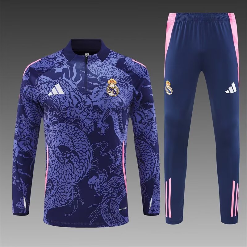 2024/25 Special Version Real Madrid Blue & Purple Soccer Tracksuit Uniform-801