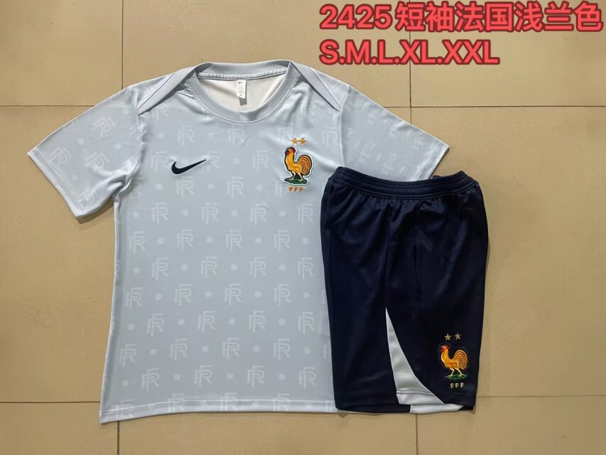 2024/25 France Light Blue Thailand Soccer Tracksuit Uniform-815