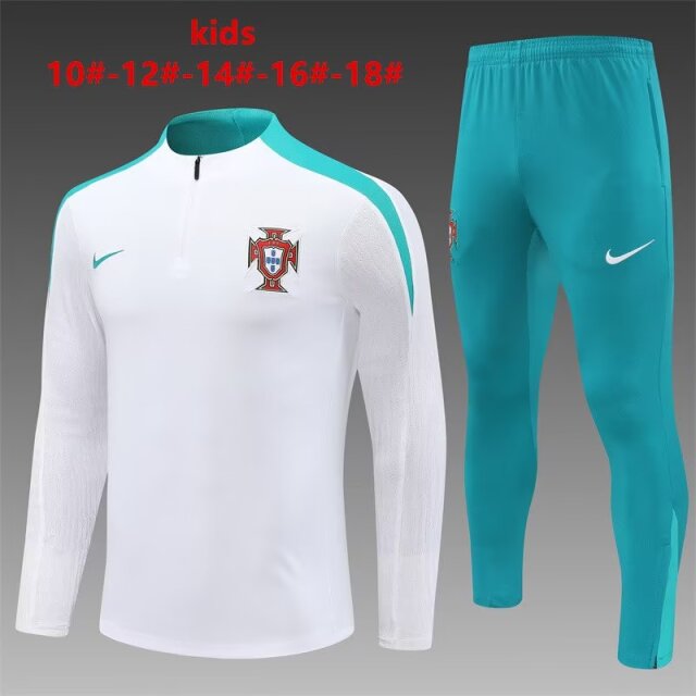 Player Version 2024/25 Portugal White Kids/Youth Soccer Tracksuit Uniform-801