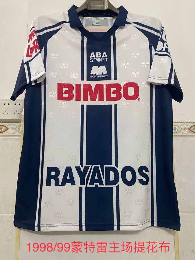 1998-99 Retro Version Monterrey 2nd Away Blue & White Thailand Soccer Jersey AAA-2041