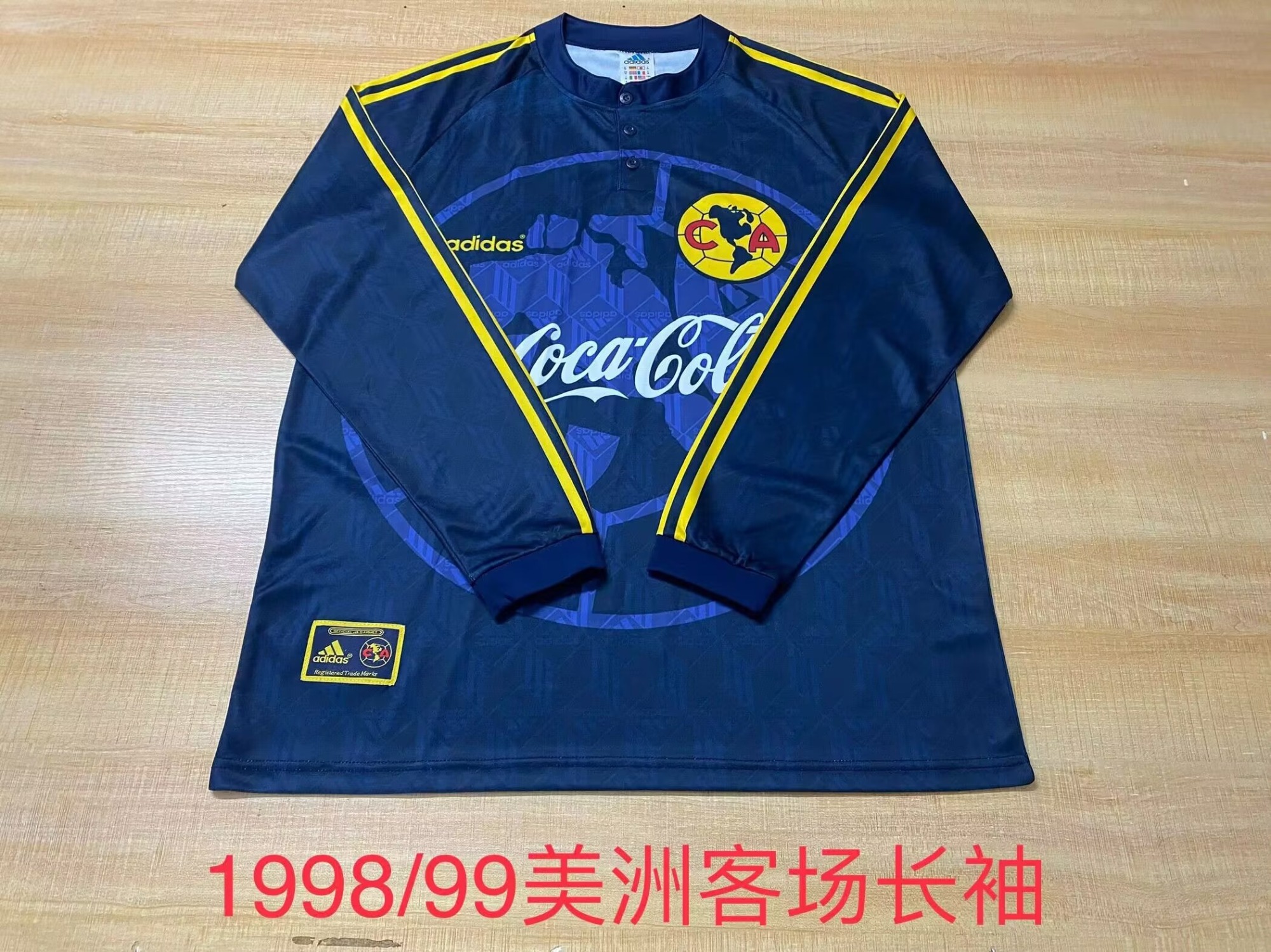 1998/99 Retro Version Club América Away Blue LS Thailand Soccer Jersey-2041