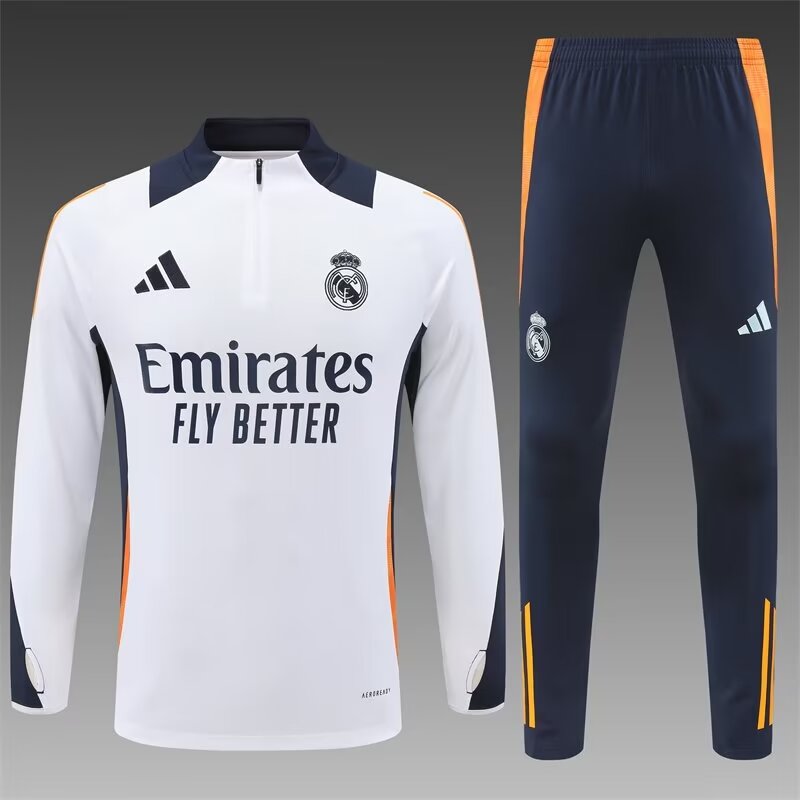 2024/25 Real Madrid White Soccer Tracksuit Uniform-801/411