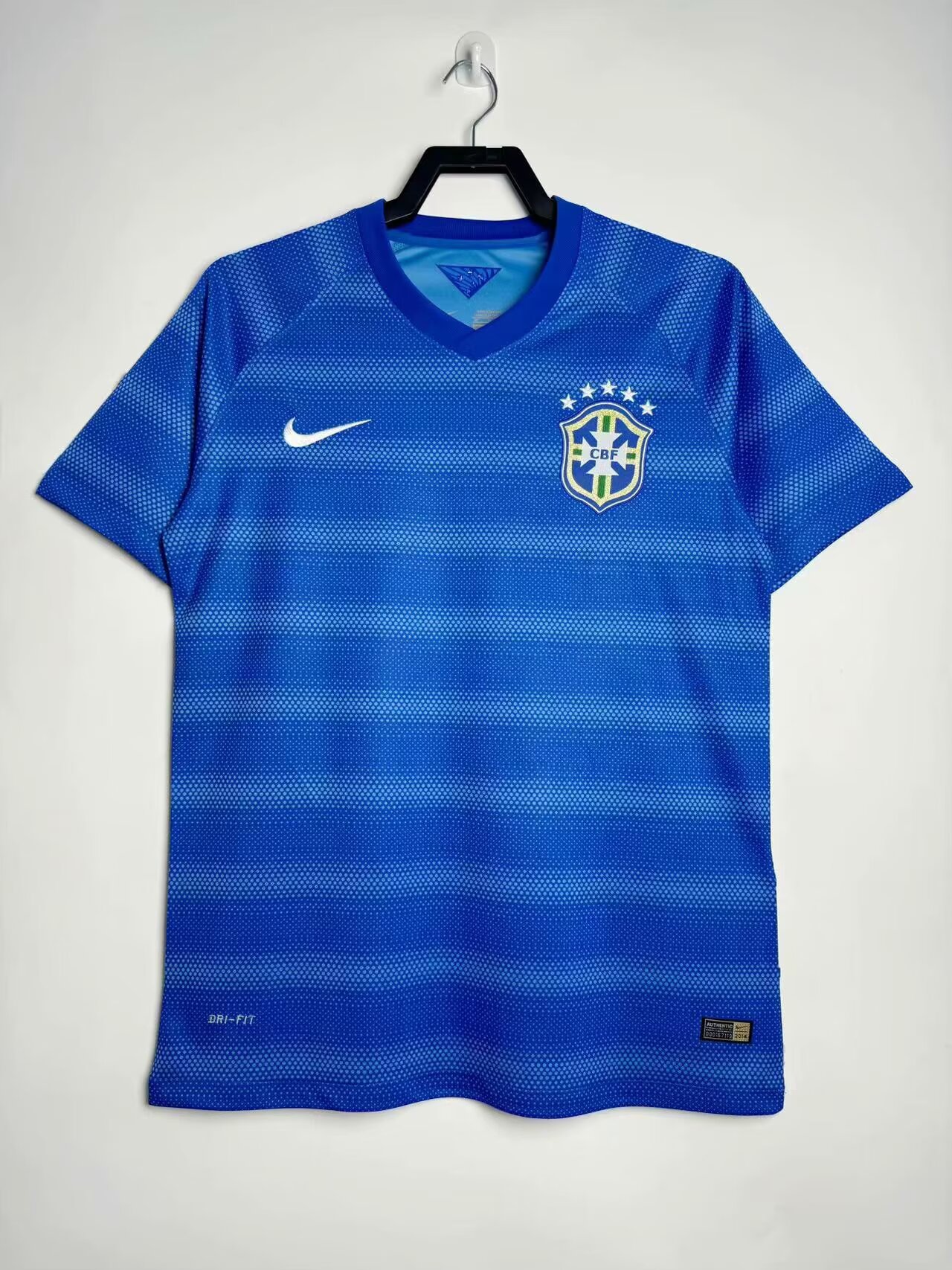 2014 Retro Version Retro Version Brazil Away Blue Thailand Soccer Jersey AAA-811