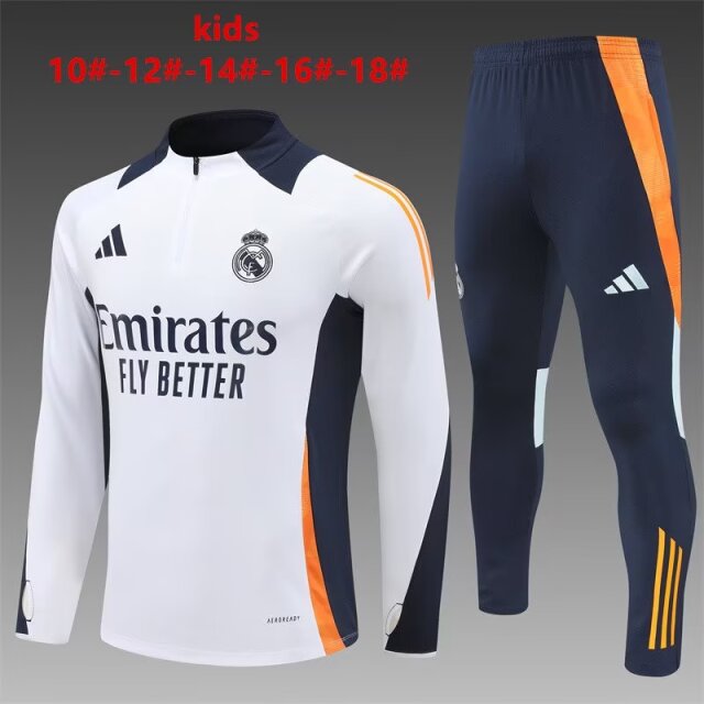 Kids 2024/25 Real Madrid White Kids/Youth Soccer Tracksuit Uniform-801/411/GDP