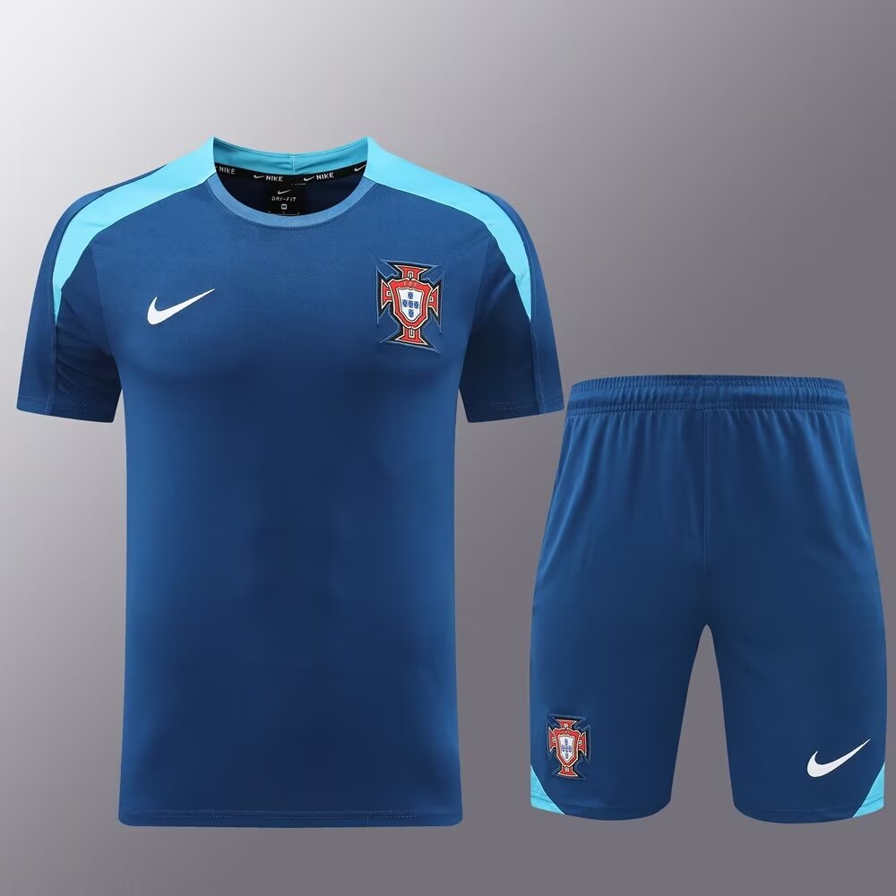 2024/25 Portugal Royal Blue Shorts-sleeve Thailand Soccer Tracksuit Uniform-LH