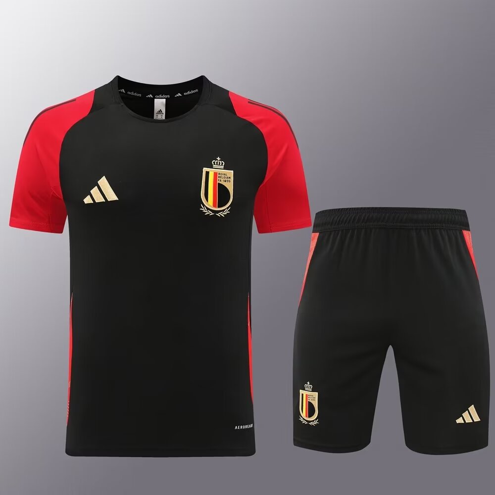 2024/25 Belgium Black Shorts-sleeve Thailand Soccer Tracksuit Uniform-LH
