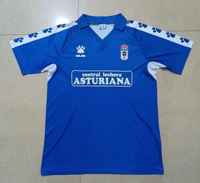 90-91 Retro Version Real Oviedo Home Blue Thailand Soccer Jersey AAA-301