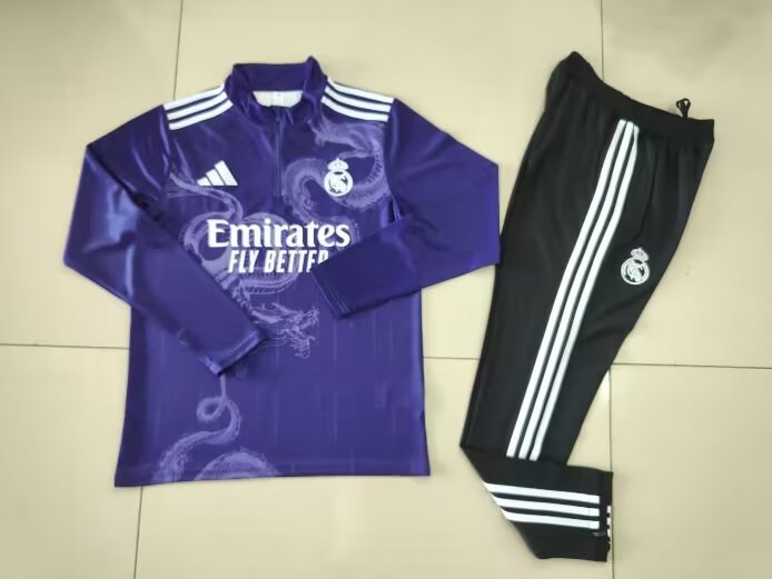 2024/25 Special Version Real Madrid Purple Soccer Tracksuit Uniform-GDP