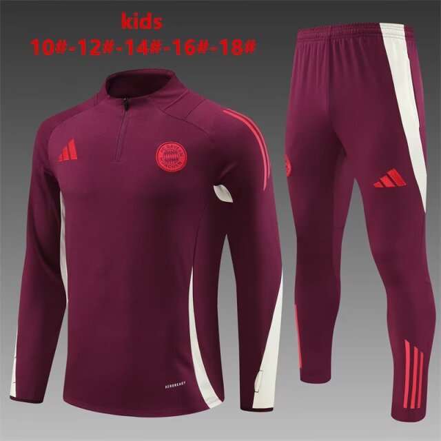 2024/25 Bayern München Red Kids/Youth Soccer Tracksuit Uniform-801