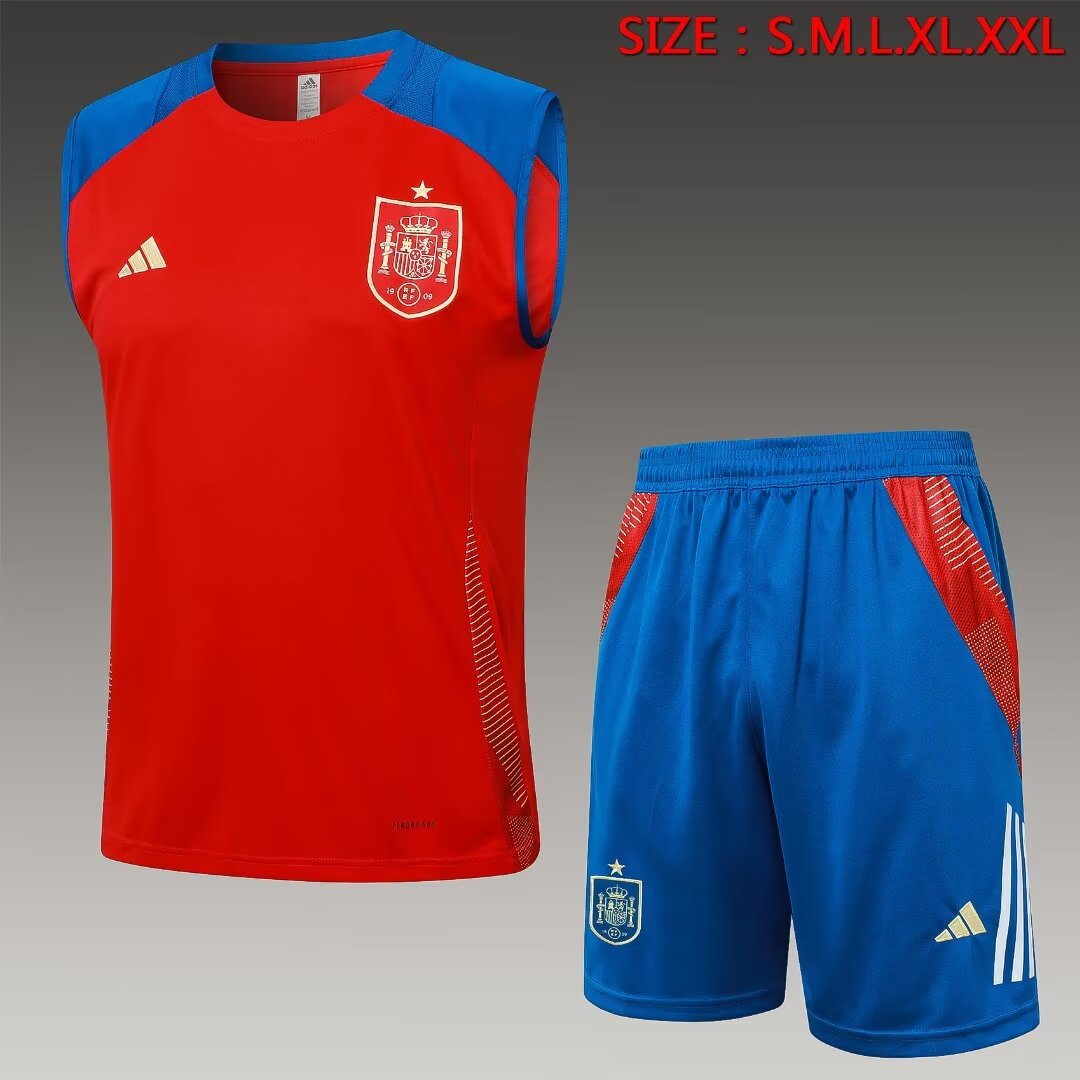 2024/25 Spain Red Shorts Sleeve Thailand Soccer Tracksuit Uniform-815