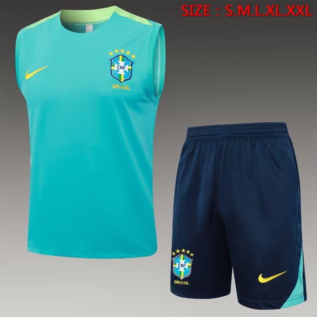 2024/25 Brazil Lake Blue Shorts-Sleeve Thailand Tracksuit Uniform-815