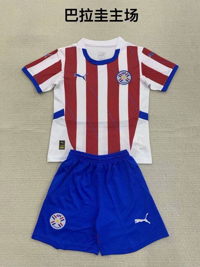 Kids 2024/25 Paraguay Home Red & White Kids/Youth Soccer Uniform-208