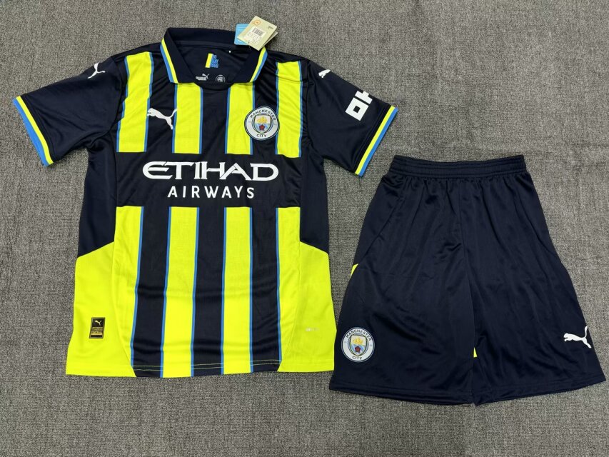 2024/25 Manchester City Away Black & Yellow Soccer Uniform-315/516/302